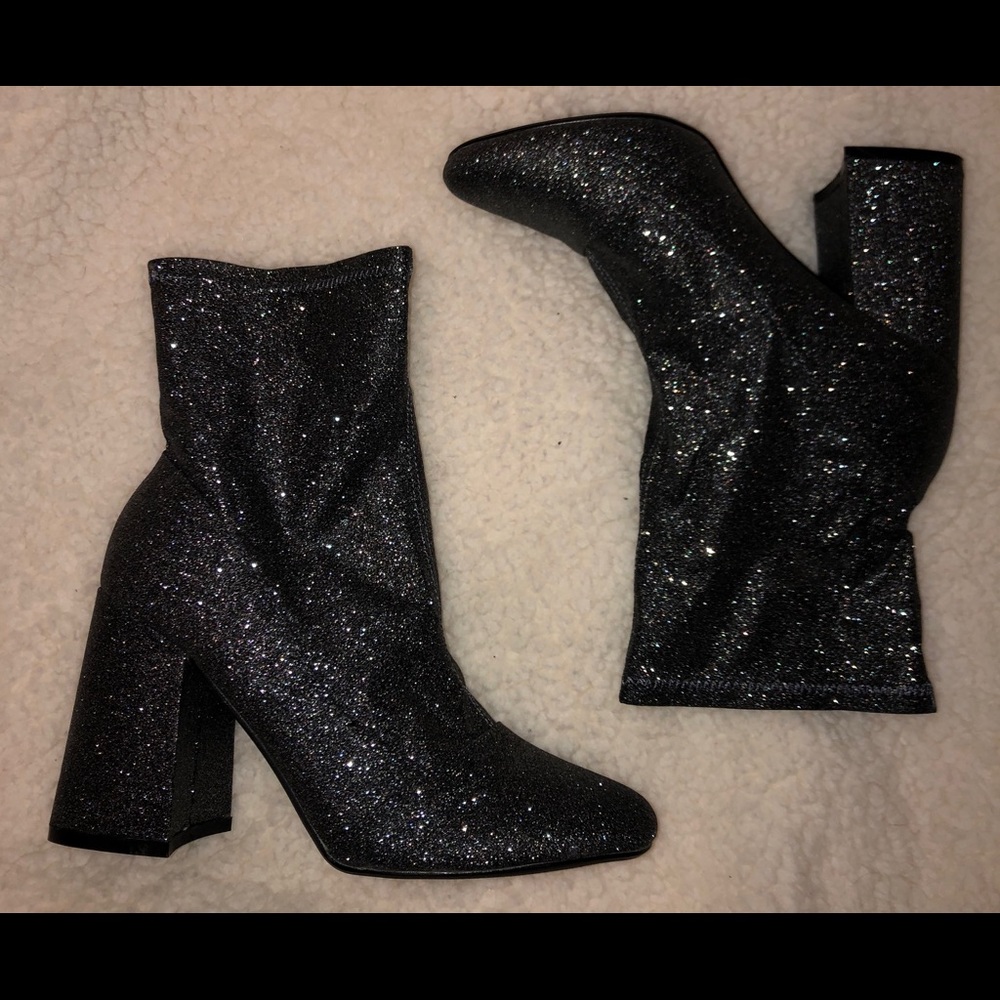 Glitter heel boots